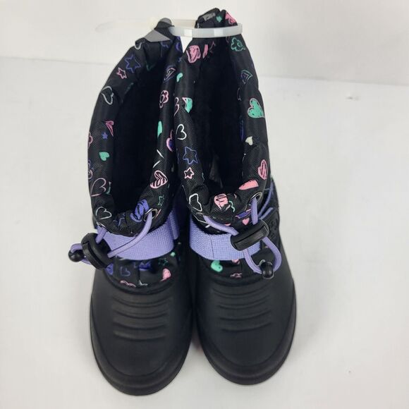 Northside Frosty Polar Boots Toddler Black Purple Hearts 3M Thinsulate Size 10 - Picture 5 of 11